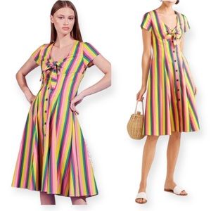 Staud Striped Alice Rainbow Poplin Dress